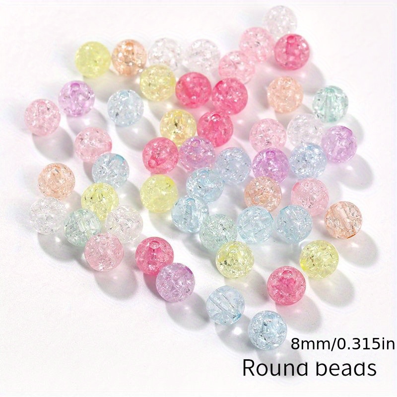 50pcs Colorful Acrylic Crackle Glass Pattern Beads for DIY Jewelry